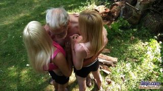 Teeny Blondes Fucking The Old Wood Cutter