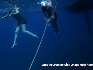 Nastya And Masha Are Swimming Nude In The Sea