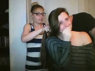 2 Girls Long Hair Braiding And Tits Flashing
